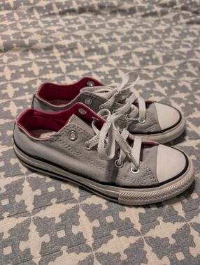 Gray and Pink Kids Converse Sneakers